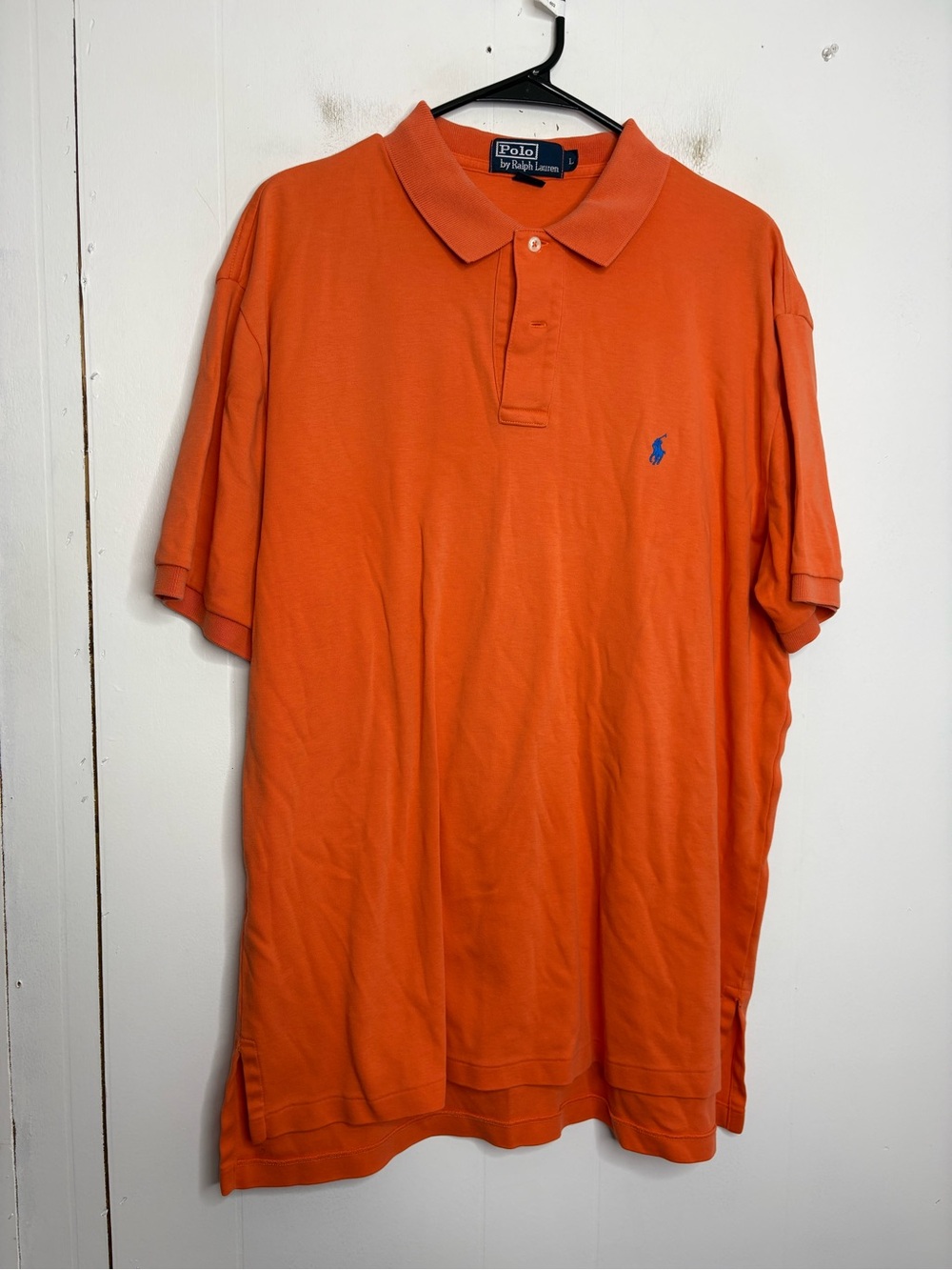Polo Ralph Lauren Shirt Mens Large Orange Classic Fit Cotton Polo Retro